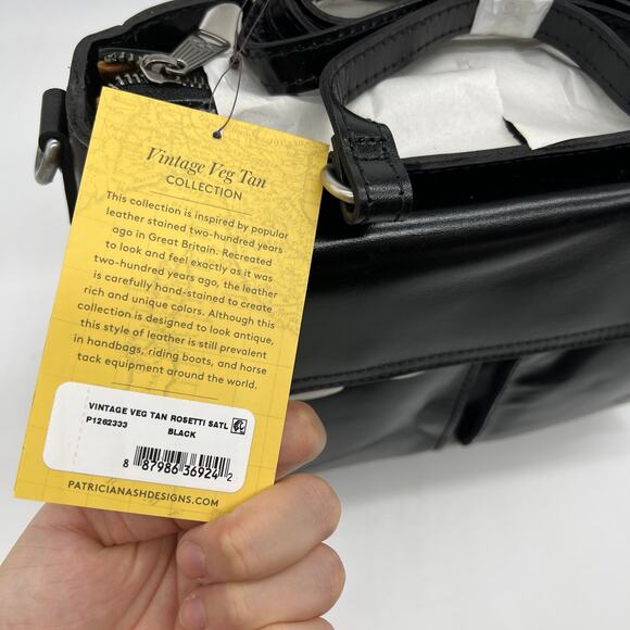 Patricia Nash Leather Rosetti Satchel Bags with Crossbody Strap Black - Picture 5 of 16